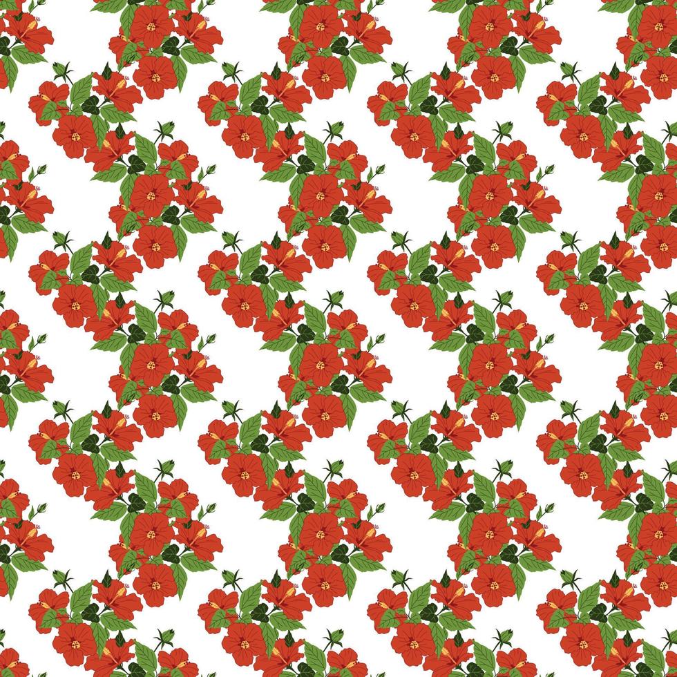 A pattern of bouquets of Hibiscus flowers vector