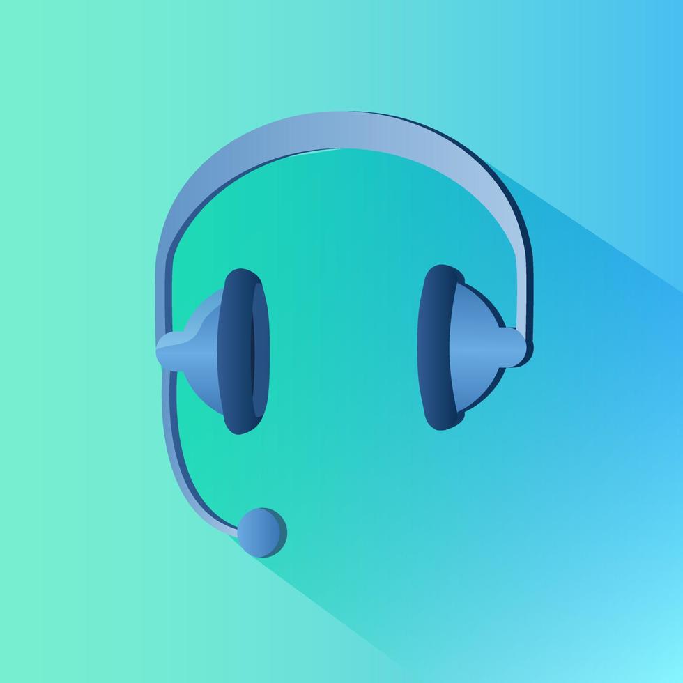 auriculares con icono de micrófono .icono plano para diseño web.ilustración vectorial. vector