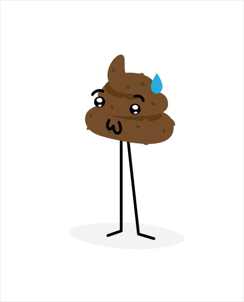 Illustration of a piece of poo. Vector illustration. Image is isolated on white background. Emotion shit. Brand for the company. Symbol, emblem. Mascot. Brown cute character.