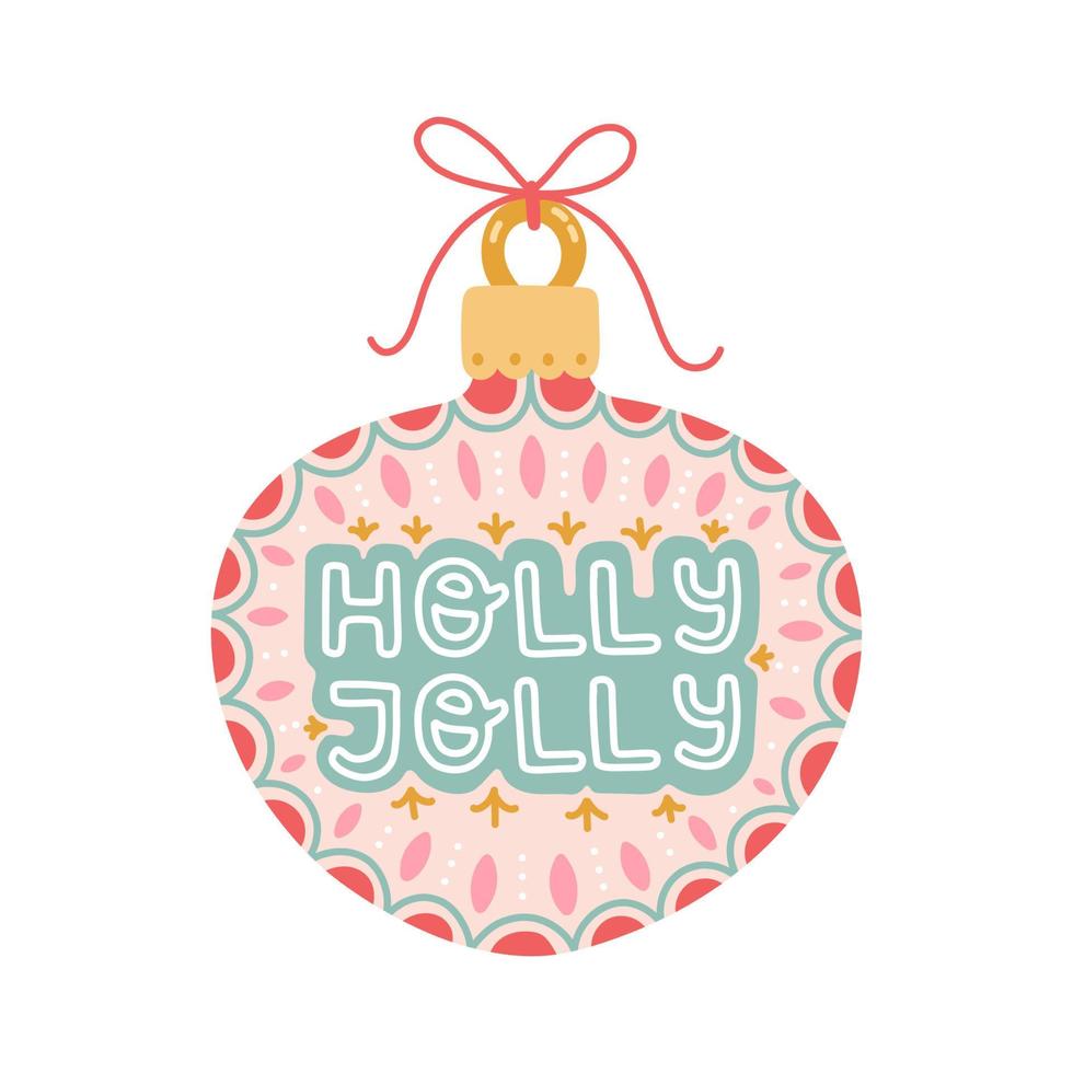 Christmas decorations balls with lettering flat design isolated vector illustration