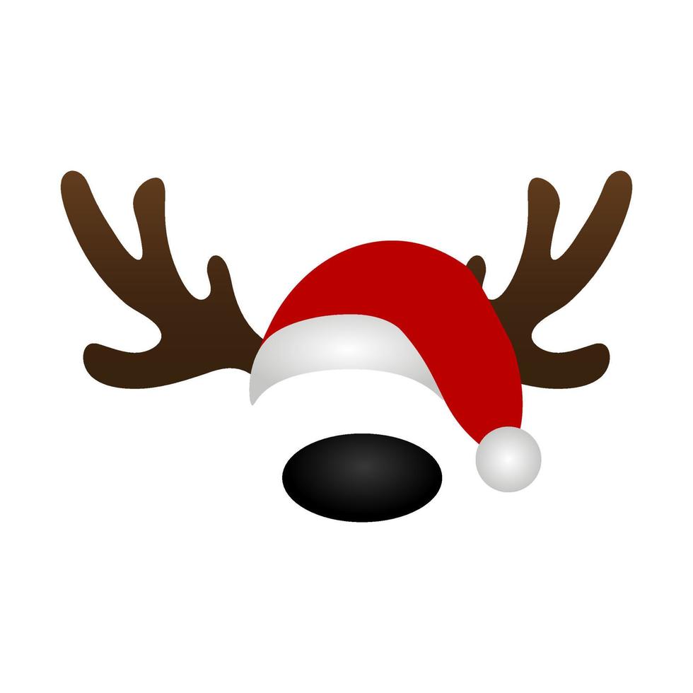 plantilla para una foto divertida de dibujos animados de renos de navidad  con sombrero y cuerno de santa claus 12671554 Vector en Vecteezy