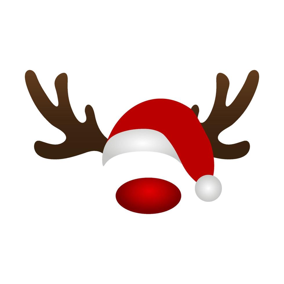 Template for a fun photo of Santa Claus hat and horn Christmas reindeer cartoon vector