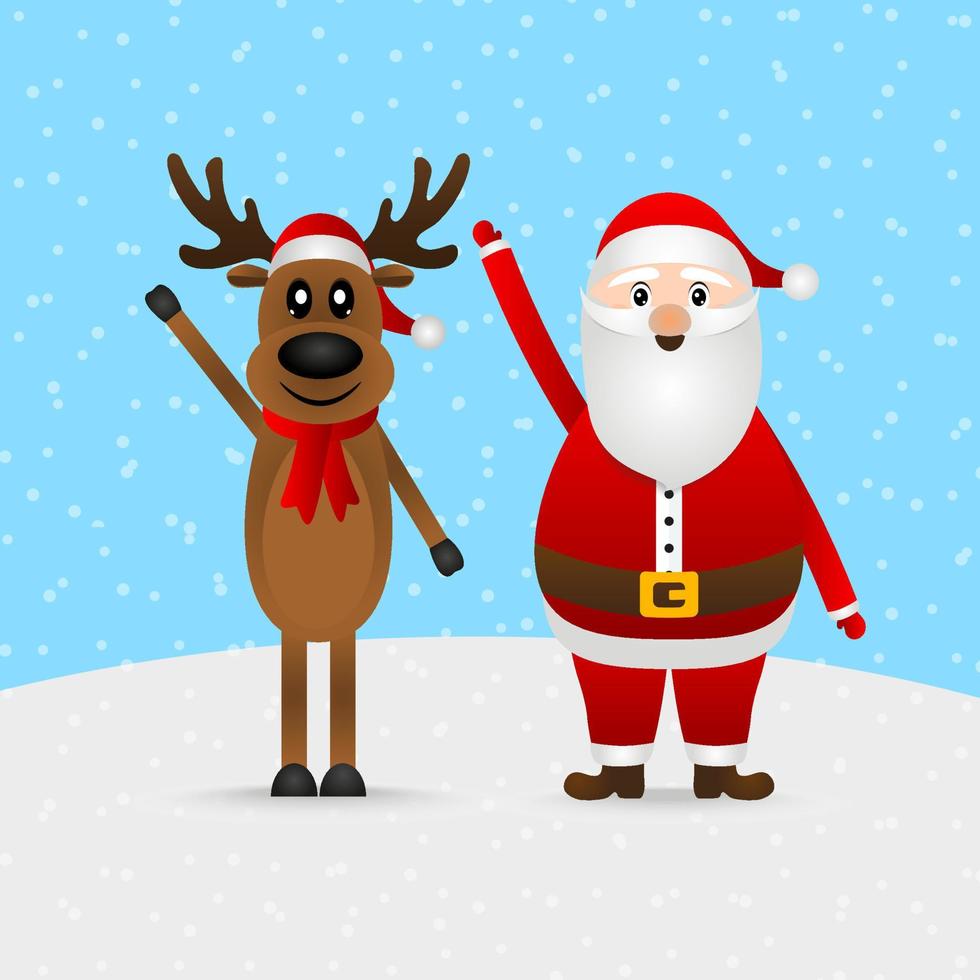 Santa Claus and Christmas reindeer vector