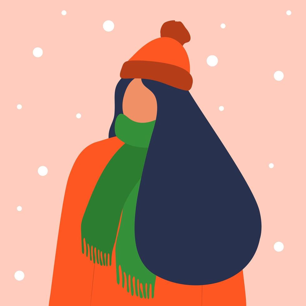 Young woman in a hat and scarf vector