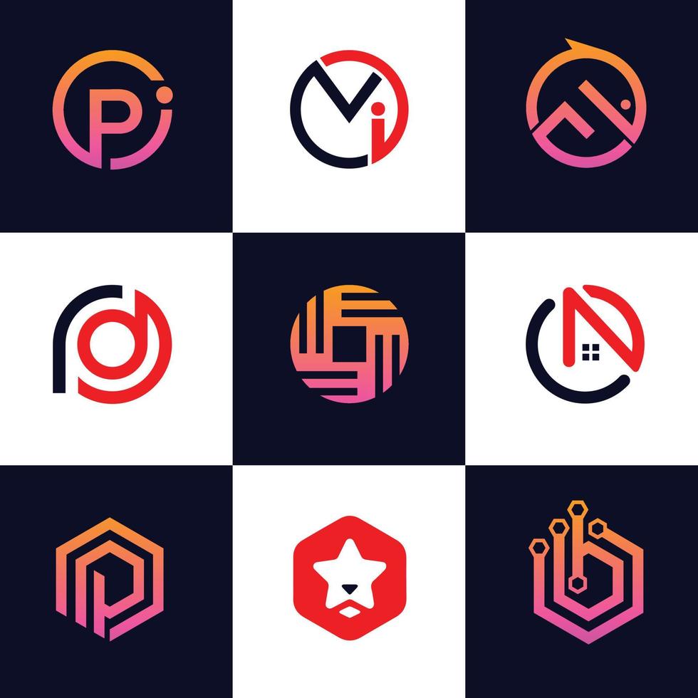 Tech, logo, modern, simple, icon, technology, creative, graphics, design, minimal, generic, logo bundles vector