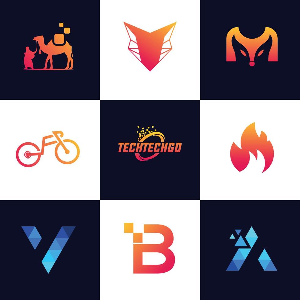 Tech, logo, modern, simple, icon, technology, creative, graphics, design, minimal, generic, logo bundles vector