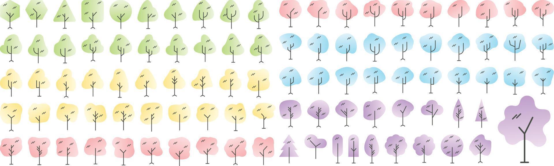 Vector Flat icons collection of tree. Vector Flat pictograms isolated on a white background. Flat icons collection for web apps and mobile concept. Premium quality symbols