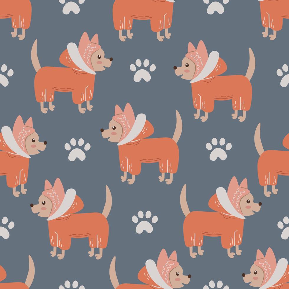 Seamless pattern with cute little dog vector