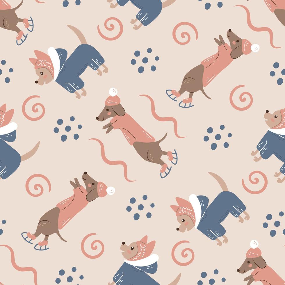 Cute pet seamless pattern with dogs vector