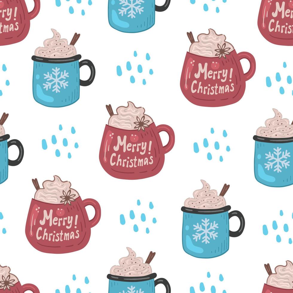 Christmas festive seamless background with drinks vector