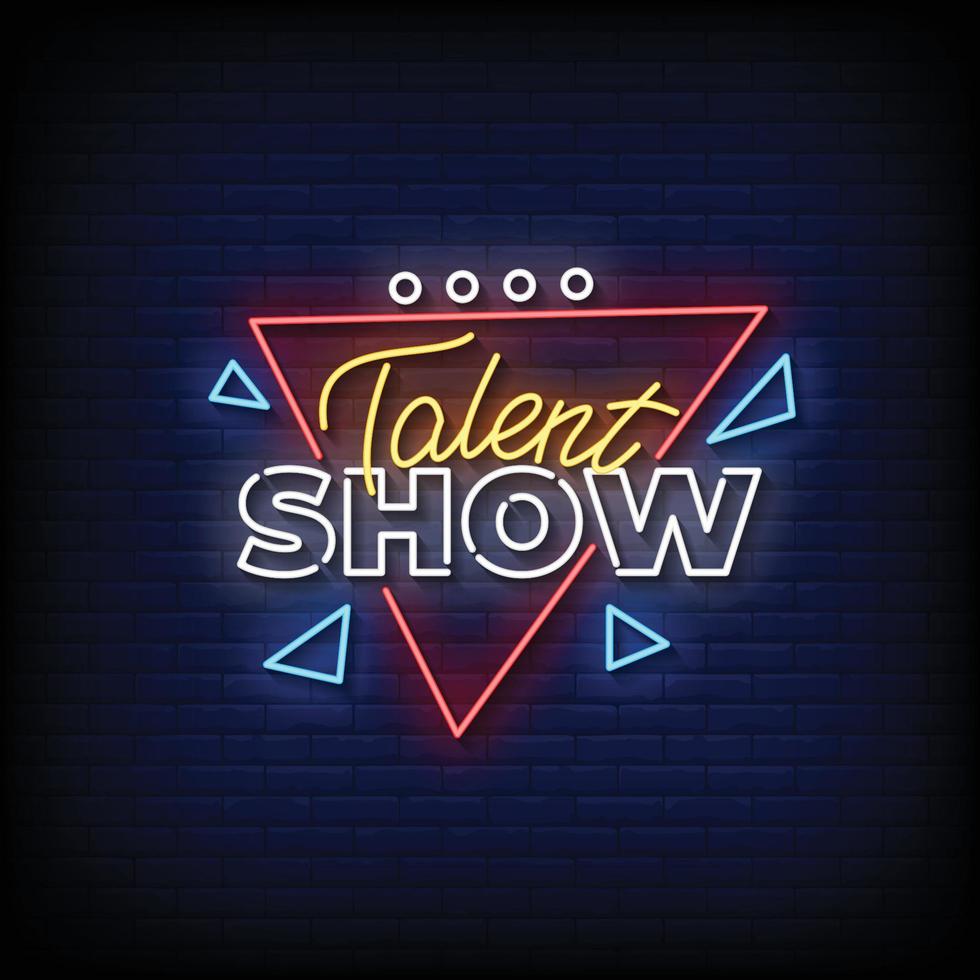 Neon Sign talent show with Brick Wall Background vector