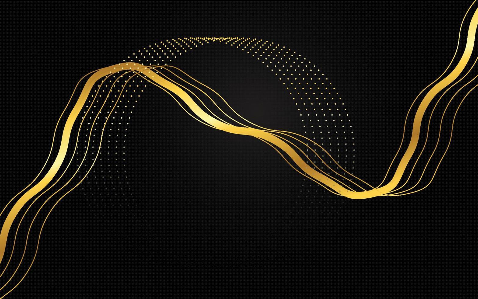 Abstract golden light lines on black background vector