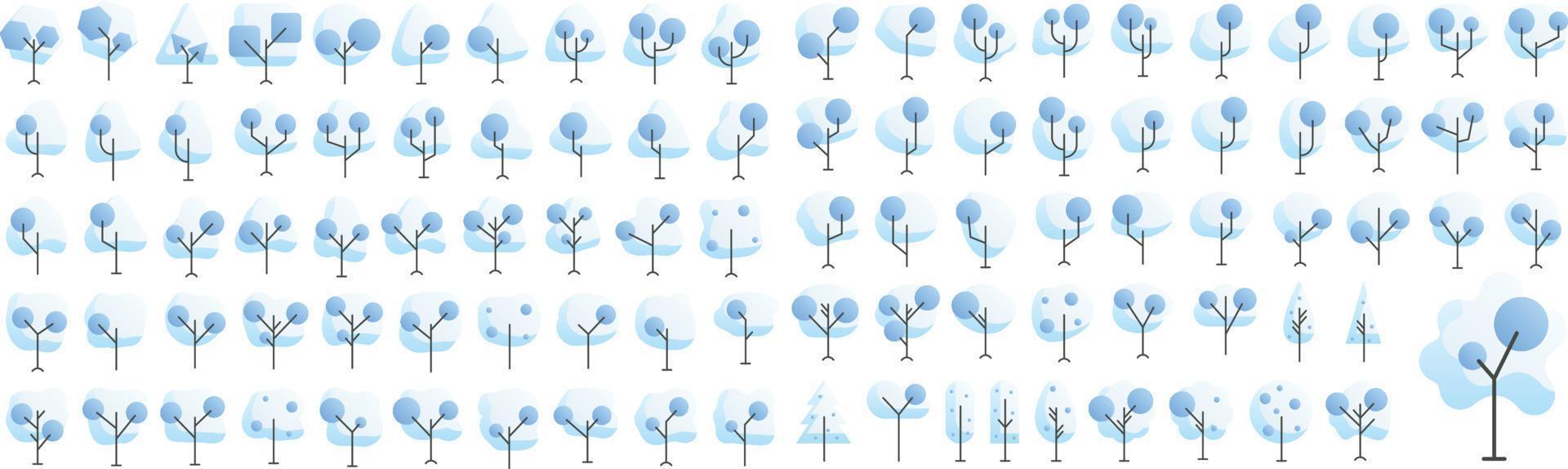 Vector Flat icons collection of tree. Vector Flat pictograms isolated on a white background. Flat icons collection for web apps and mobile concept. Premium quality symbols