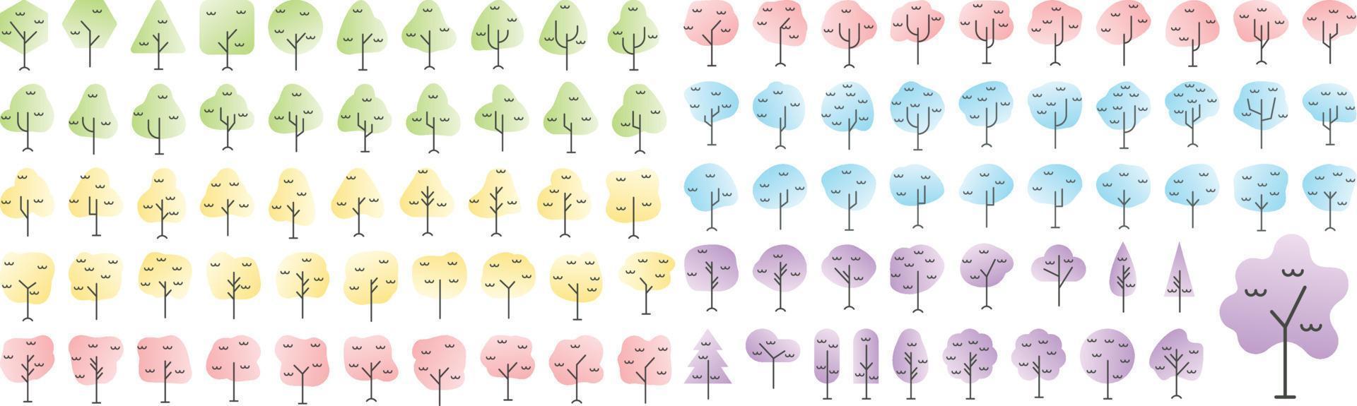 Vector Flat icons collection of tree. Vector Flat pictograms isolated on a white background. Flat icons collection for web apps and mobile concept. Premium quality symbols