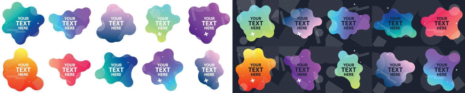 Fluid graphic shape element design vector background or liquid gradient abstract geometric modern splash halftone wavy set for text copy space. idea of curvy backdrop for flyer or brochure