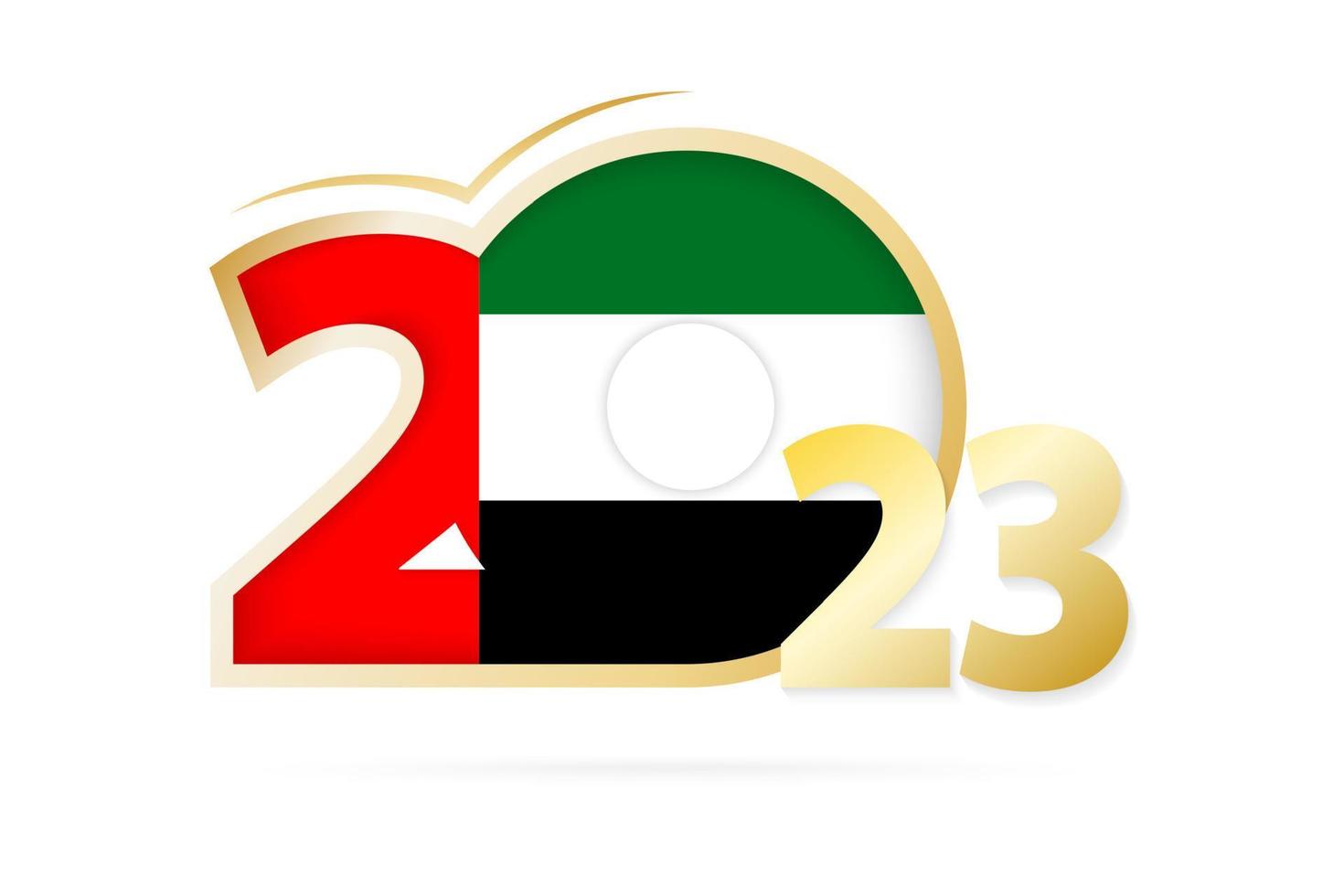 año 2023 con patrón de bandera de los emiratos árabes unidos. vector