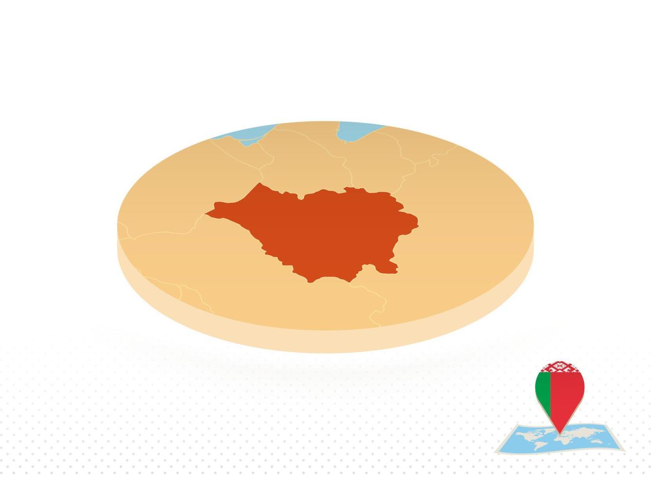 Belarus map designed in isometric style, orange circle map. vector