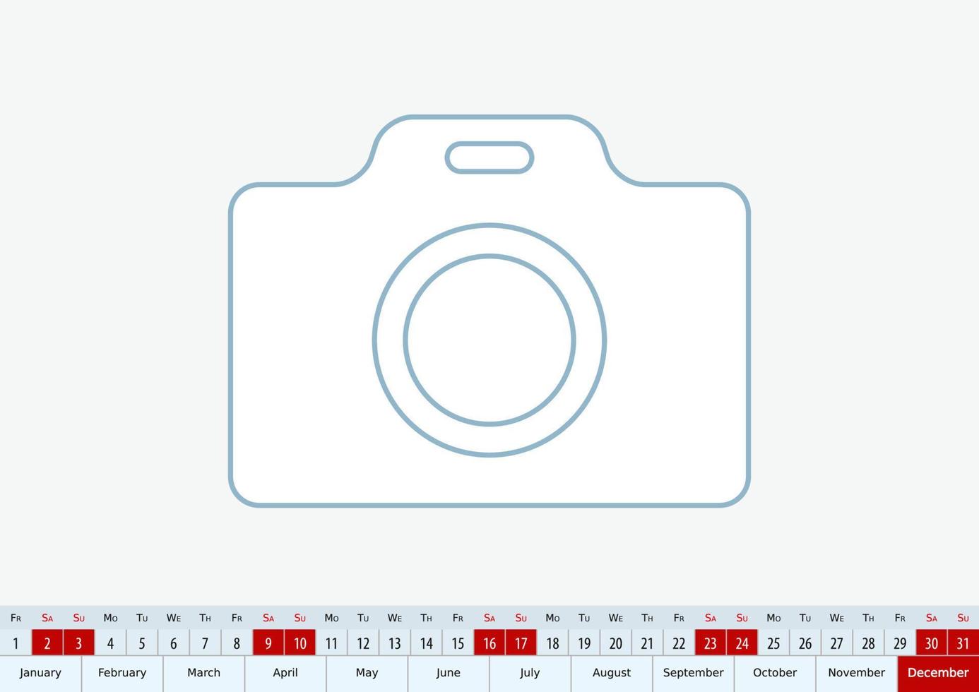 December 2023 for desk calendar. Vector template.