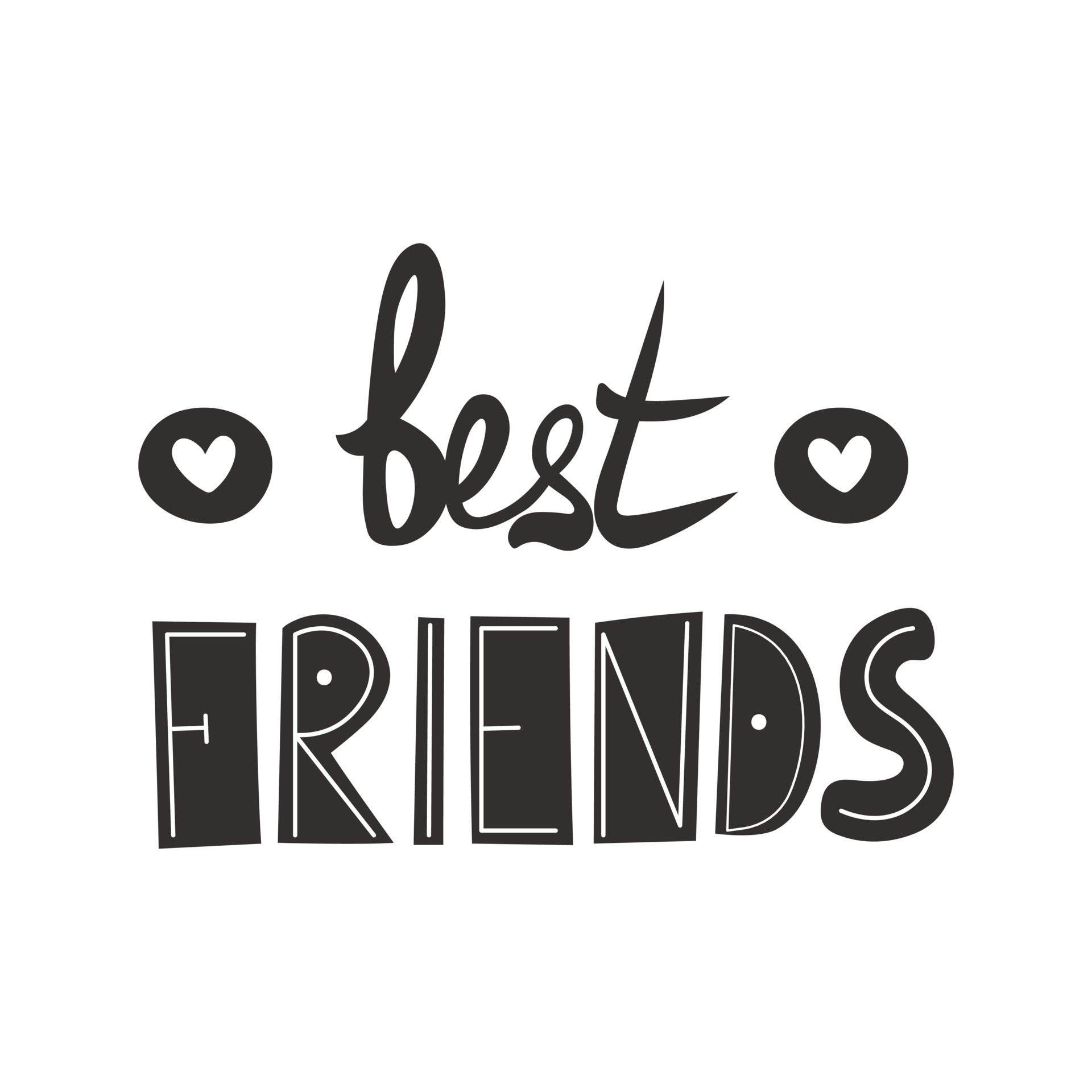 Best friends hand drawn phrase with hearts isolated on white background,  lettering for poster, happy friendship day 12672014 Vector Art at Vecteezy