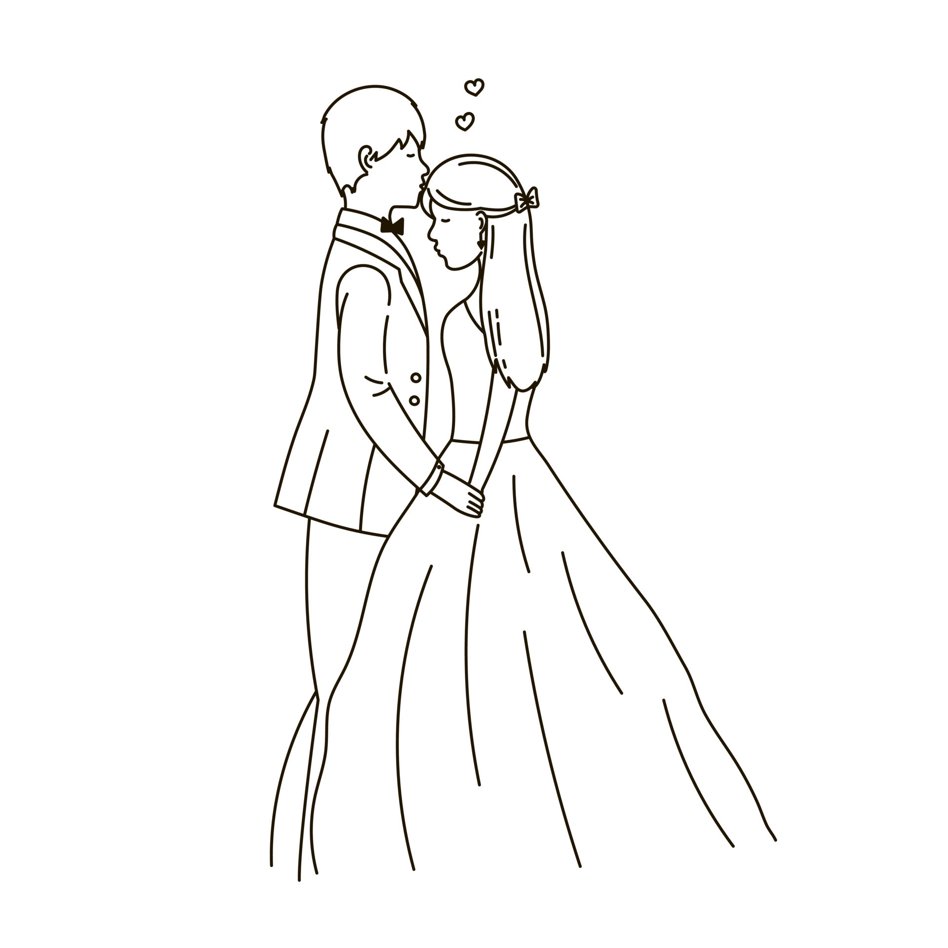 Wedding couple in outline style 12672048 Vector Art at Vecteezy