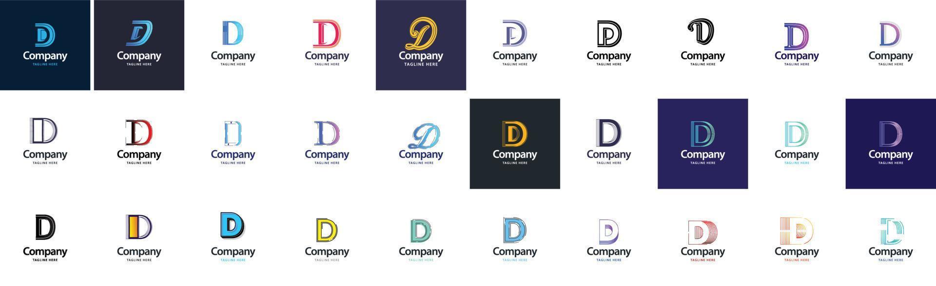 colección de logotipos d. 30 colecciones de logotipos comerciales para empresas financieras o agencias de diseño. ilustración de marca vectorial vector