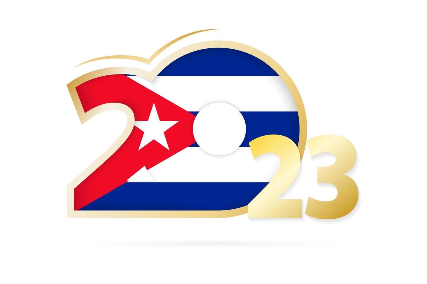 Year 2023 with Cuba Flag pattern. vector