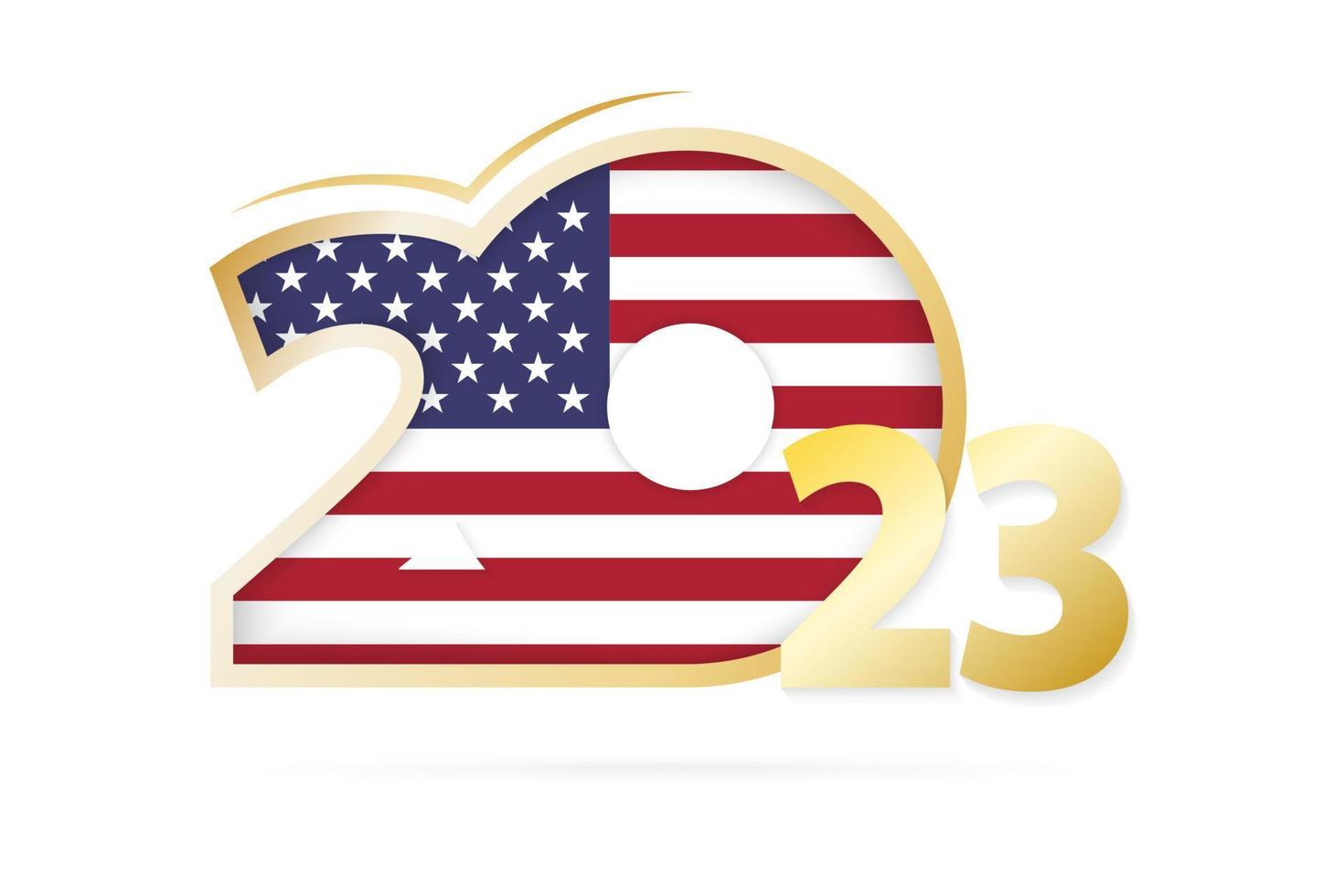 Year 2023 with USA Flag pattern. vector