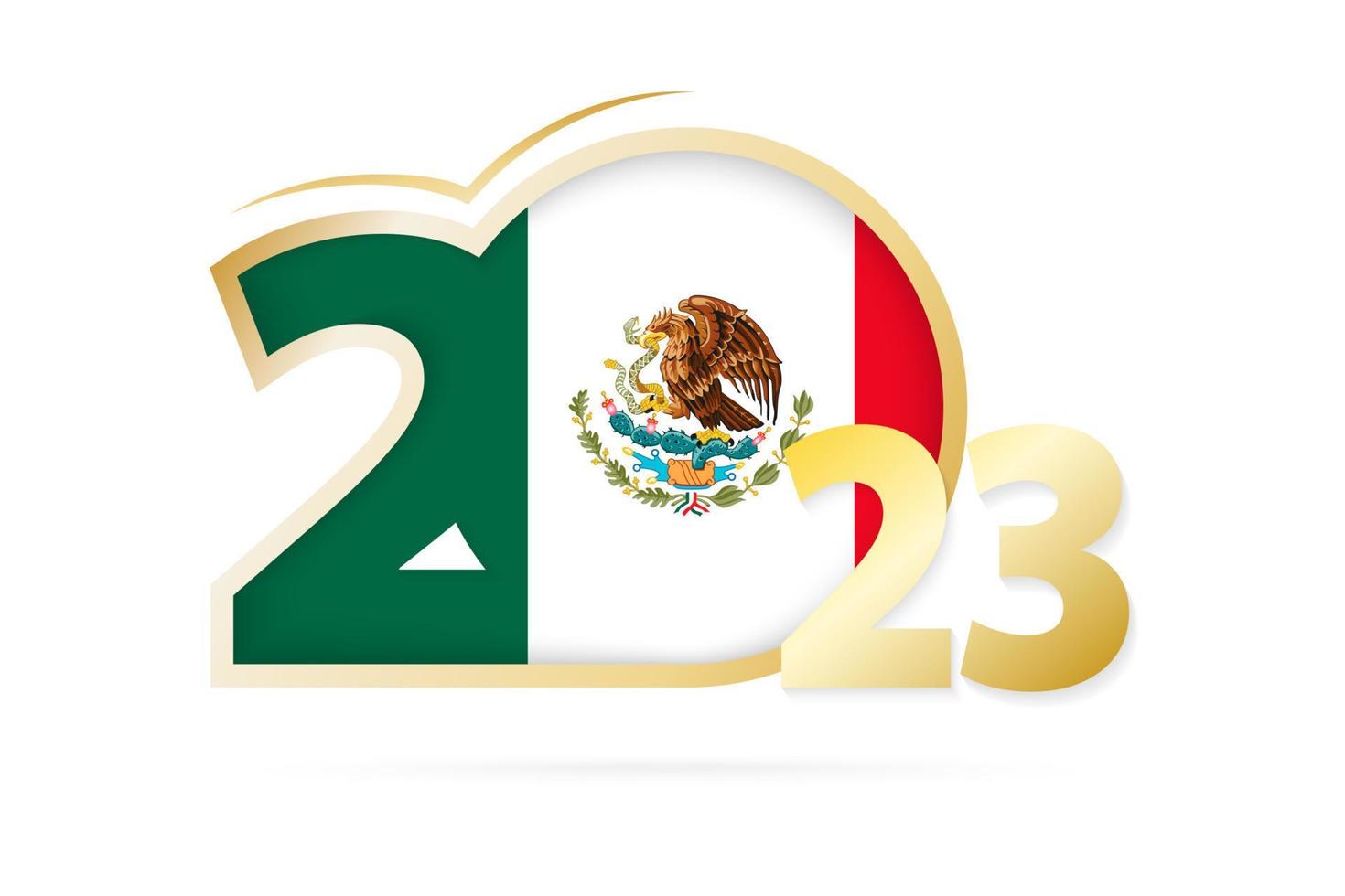 año 2023 con patrón de bandera de México. vector