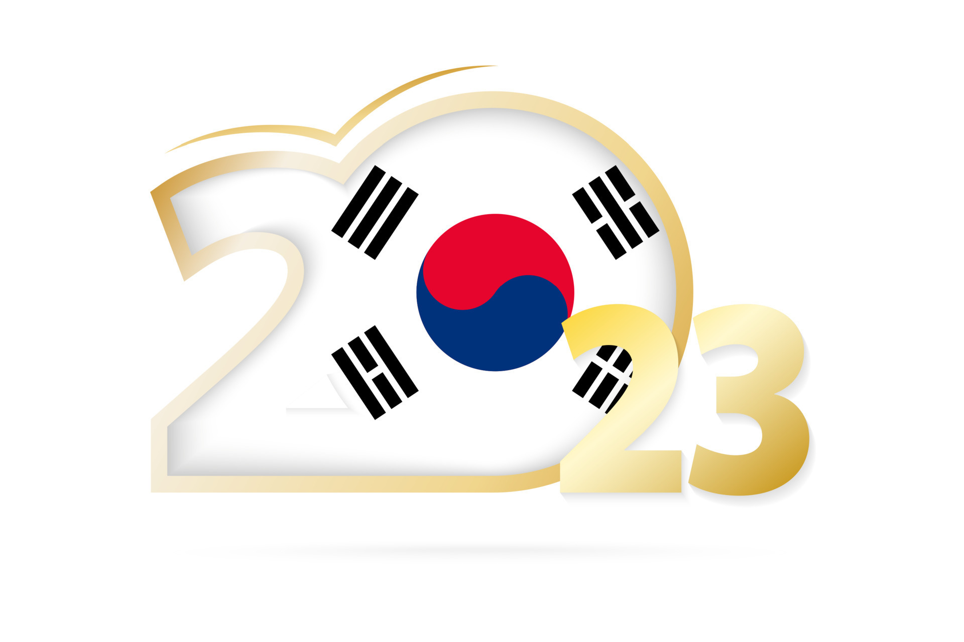 Year 2023 with South Korea Flag pattern. 12672072 Vector Art at Vecteezy