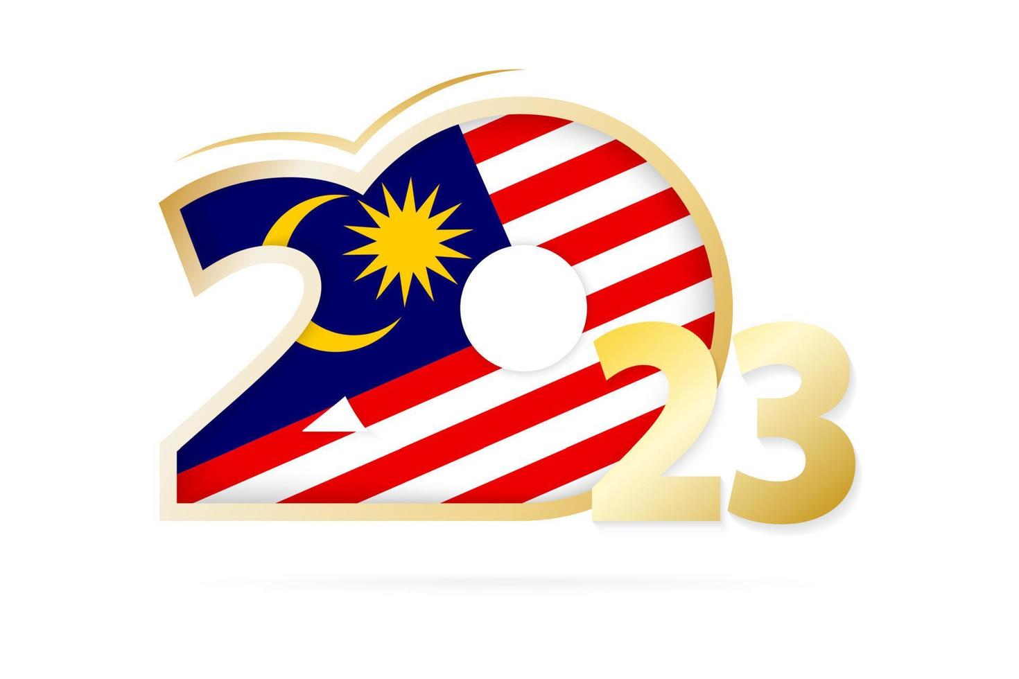 Year 2023 with Malaysia Flag pattern. vector