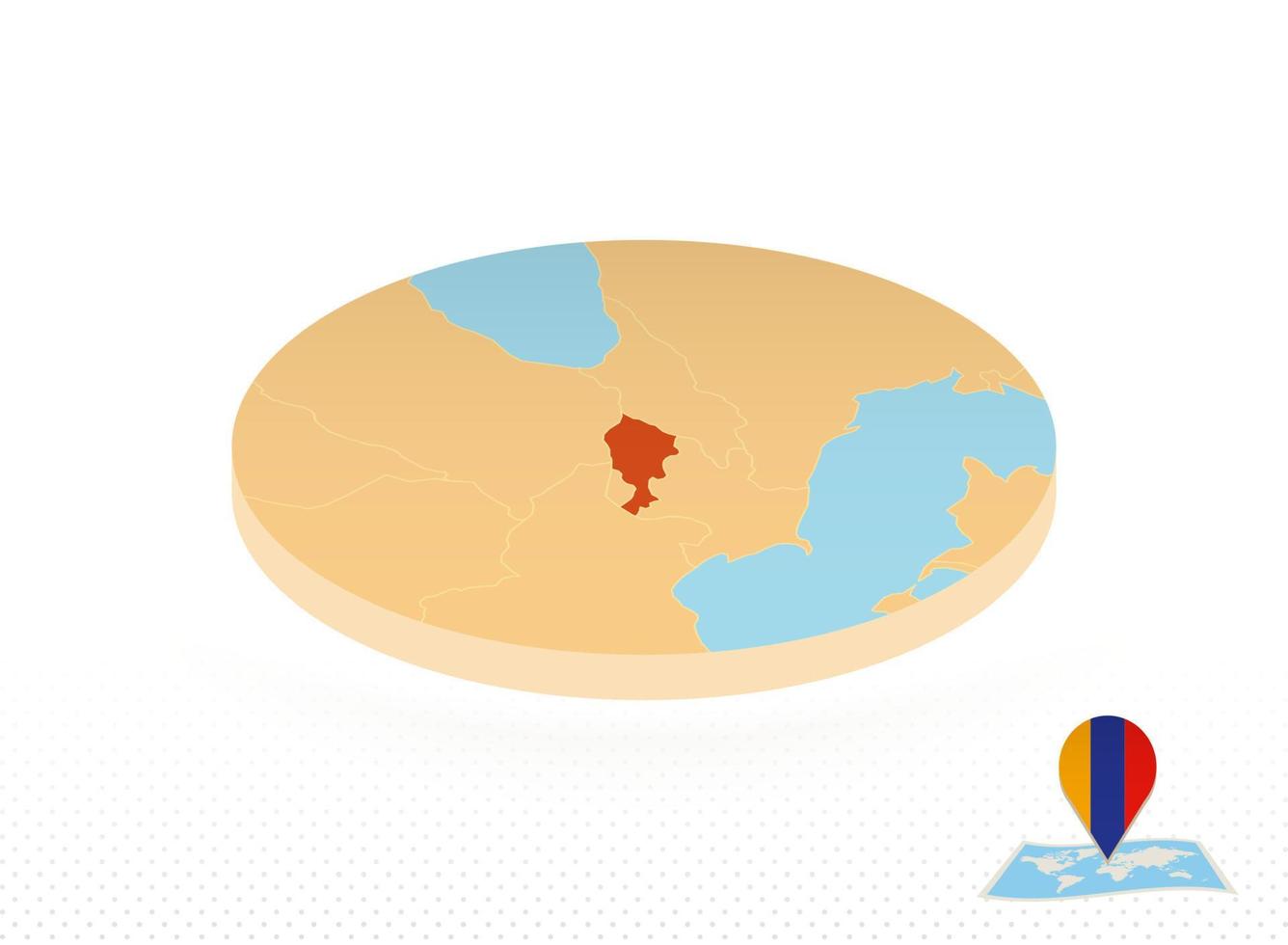 mapa de armenia diseñado en estilo isométrico, mapa de círculo naranja. vector