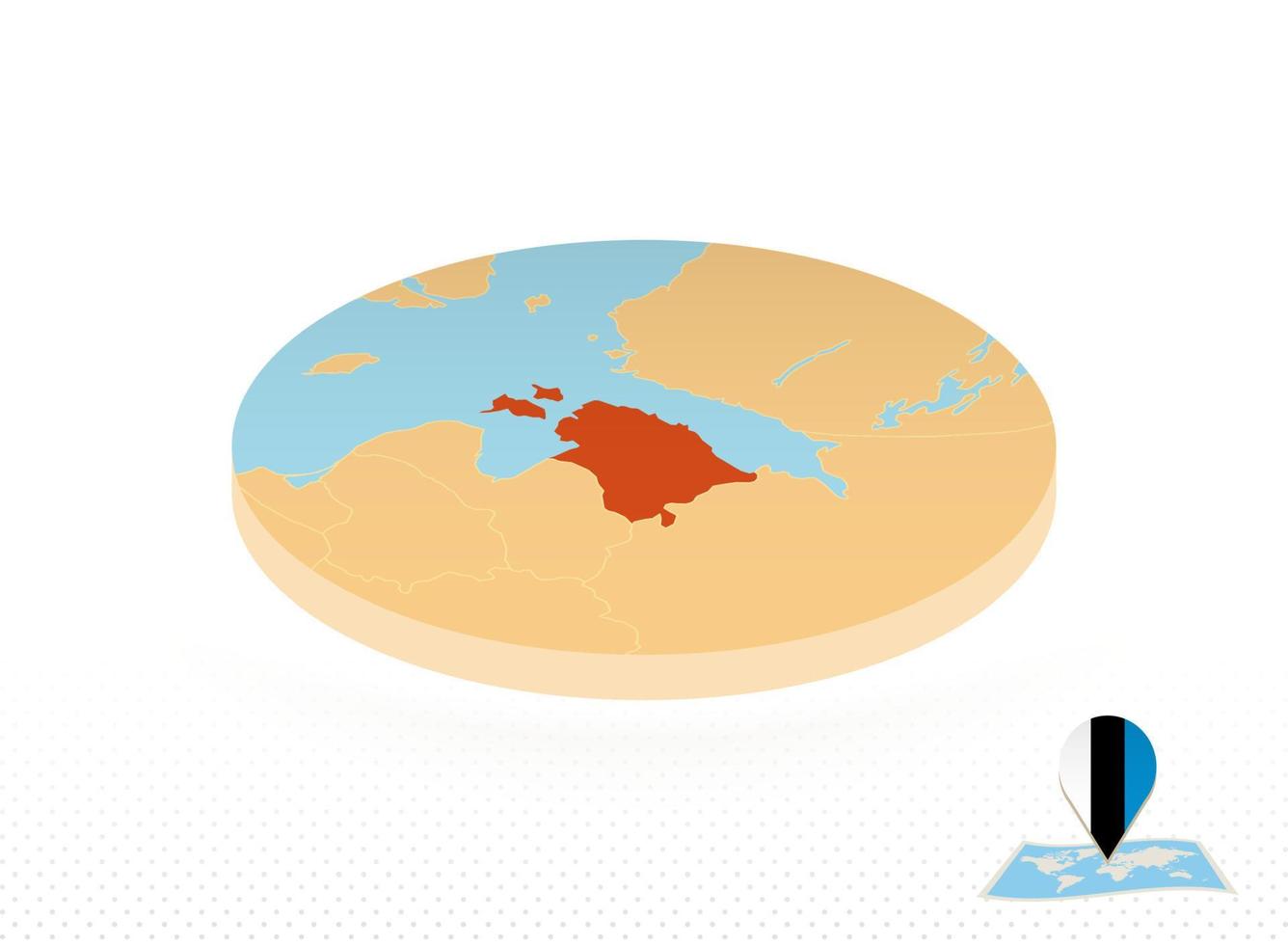 mapa de estonia diseñado en estilo isométrico, mapa de círculo naranja. vector