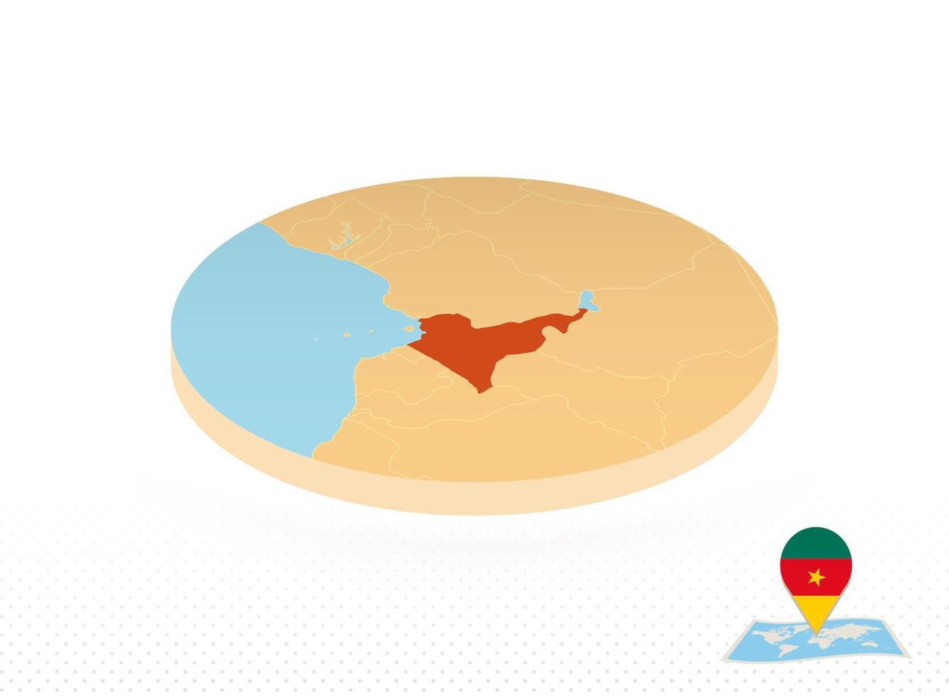 Cameroon map designed in isometric style, orange circle map. vector