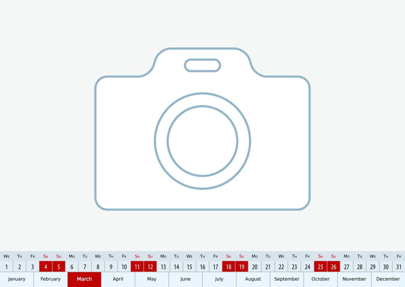 March 2023 for desk calendar. Vector template.