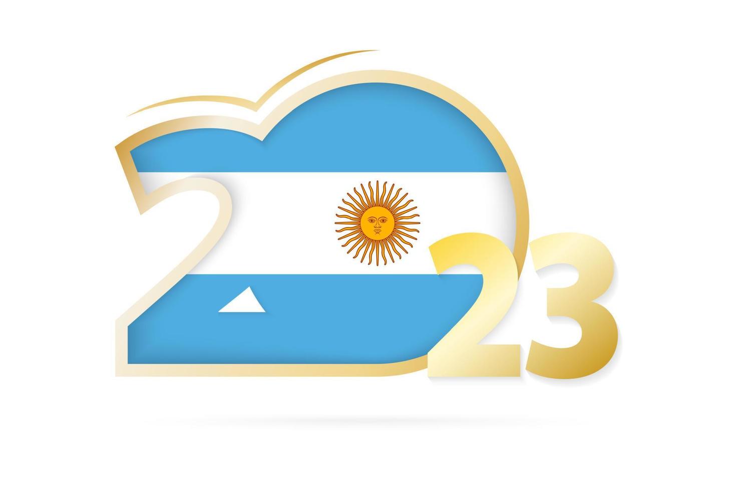 Year 2023 with Argentina Flag pattern. vector