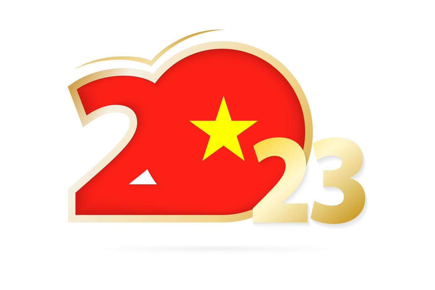 Year 2023 with Vietnam Flag pattern. vector