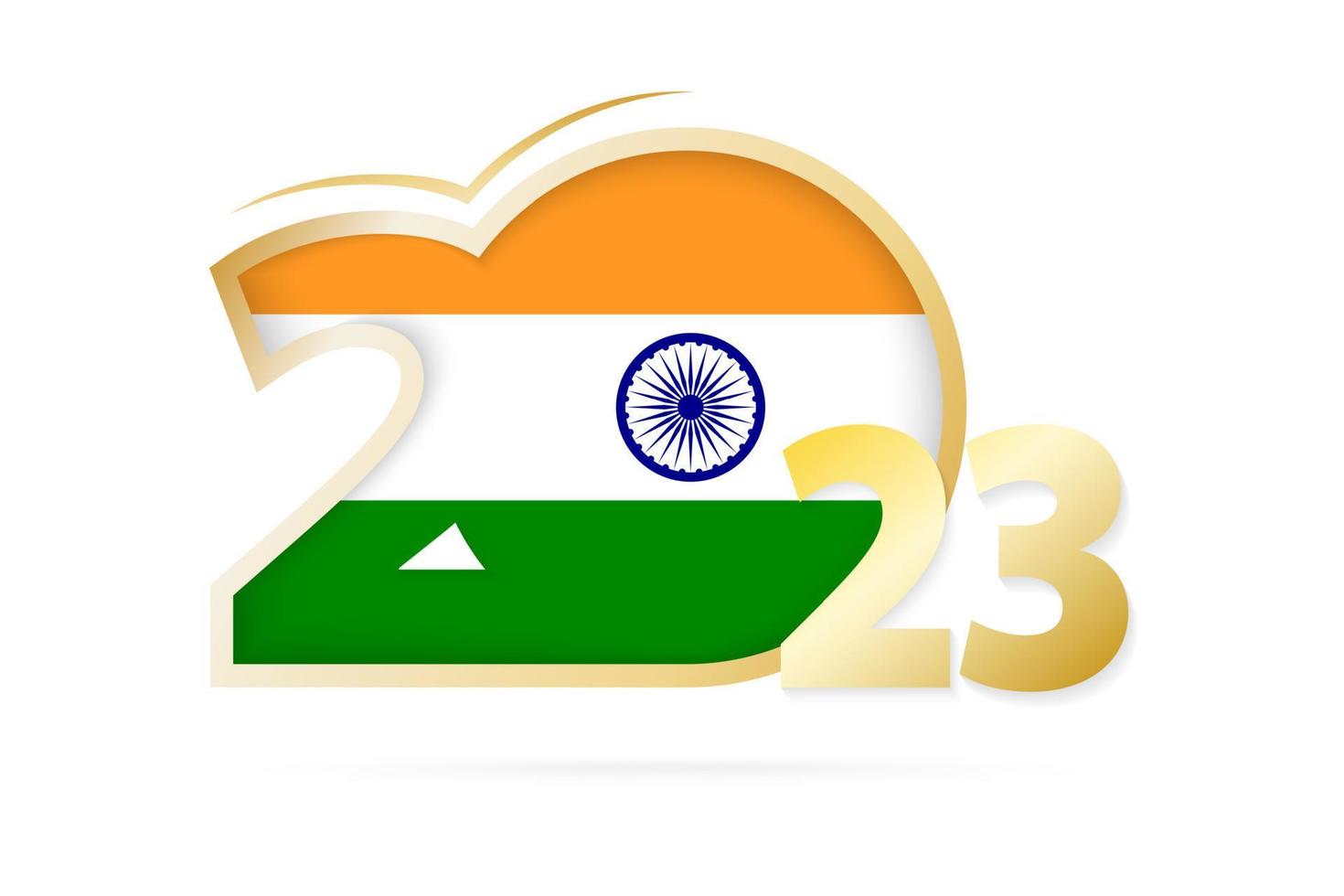 Year 2023 with India Flag pattern. vector