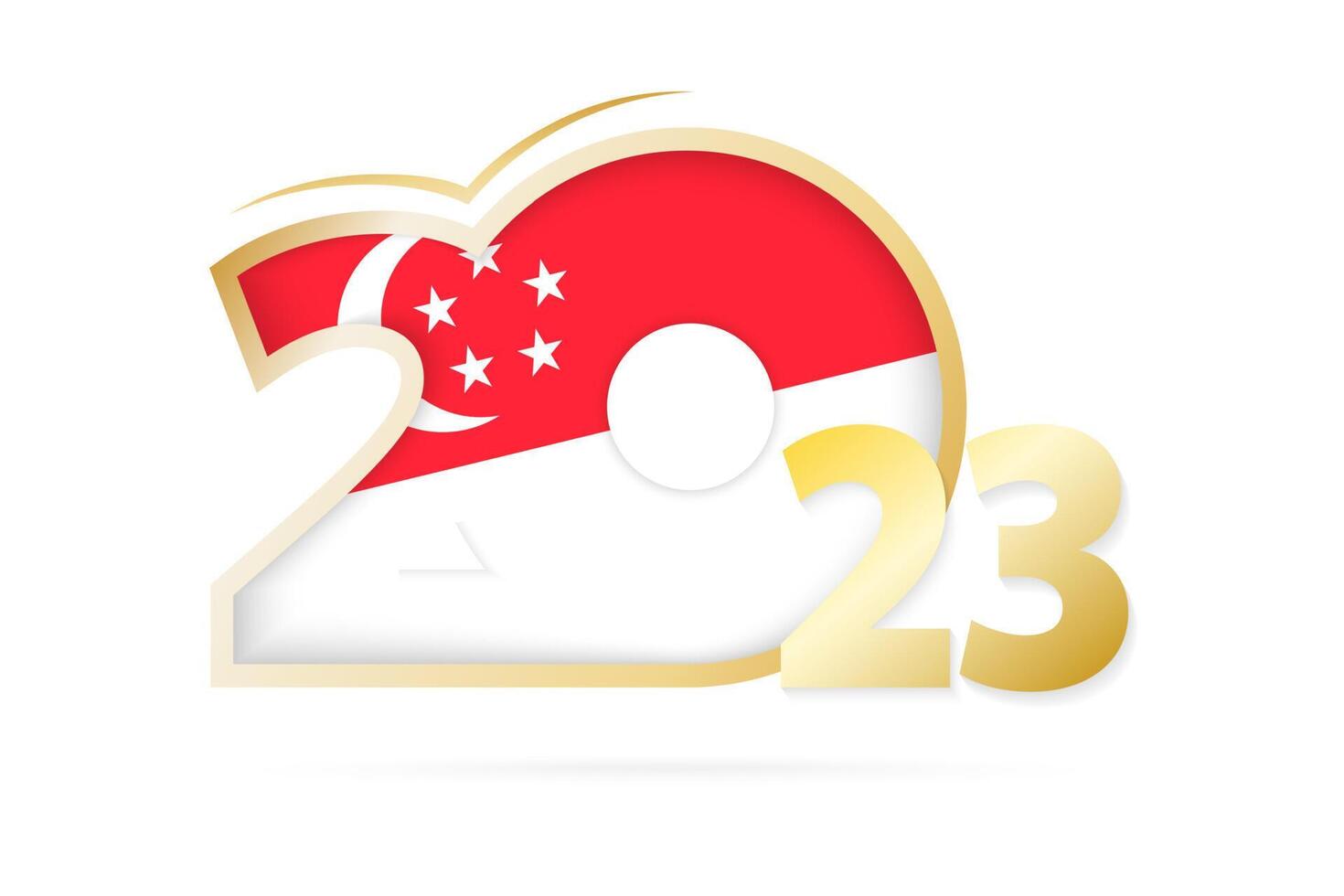 Year 2023 with Singapore Flag pattern. vector