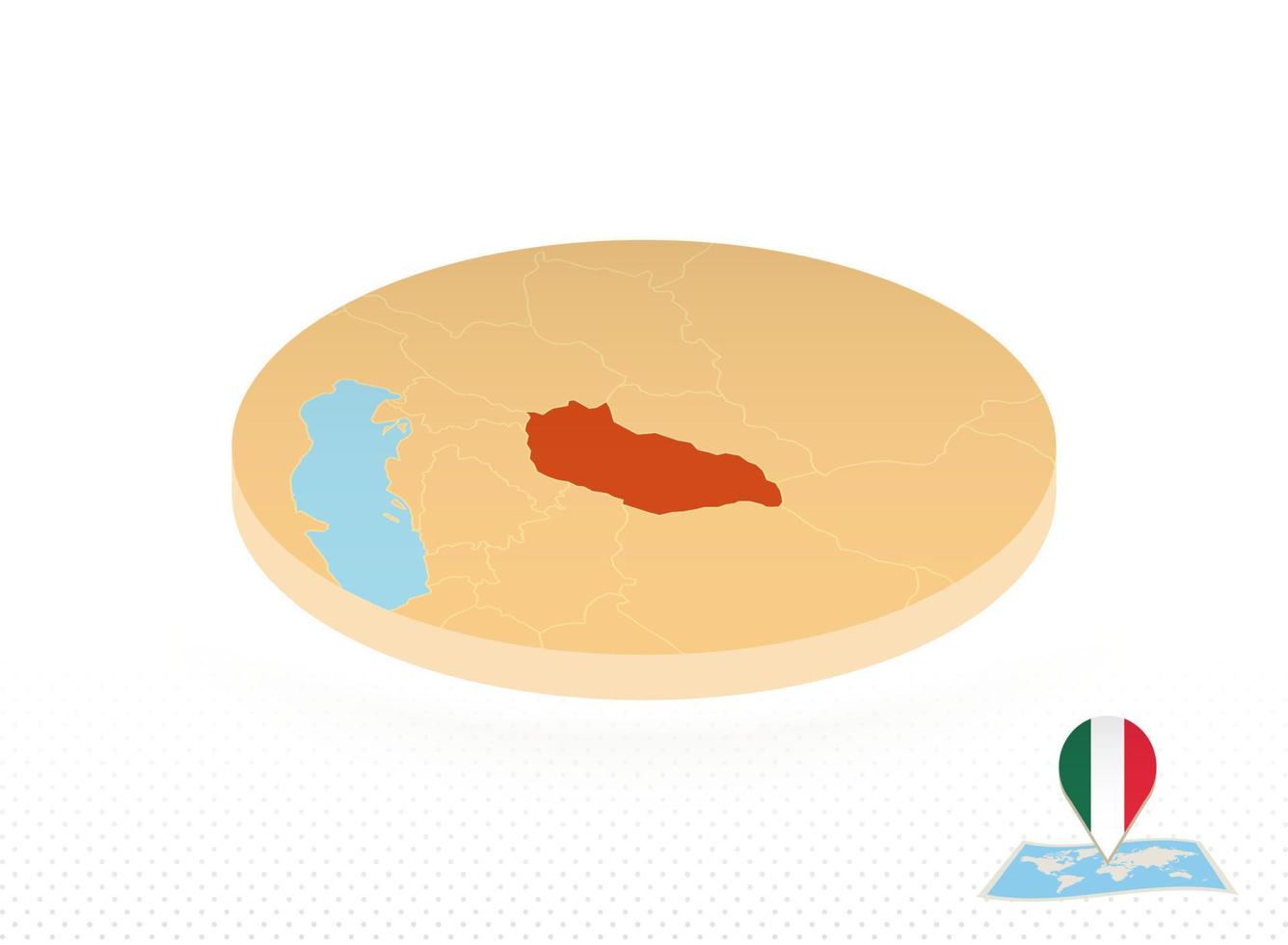 mapa de hungría diseñado en estilo isométrico, mapa de círculo naranja. vector