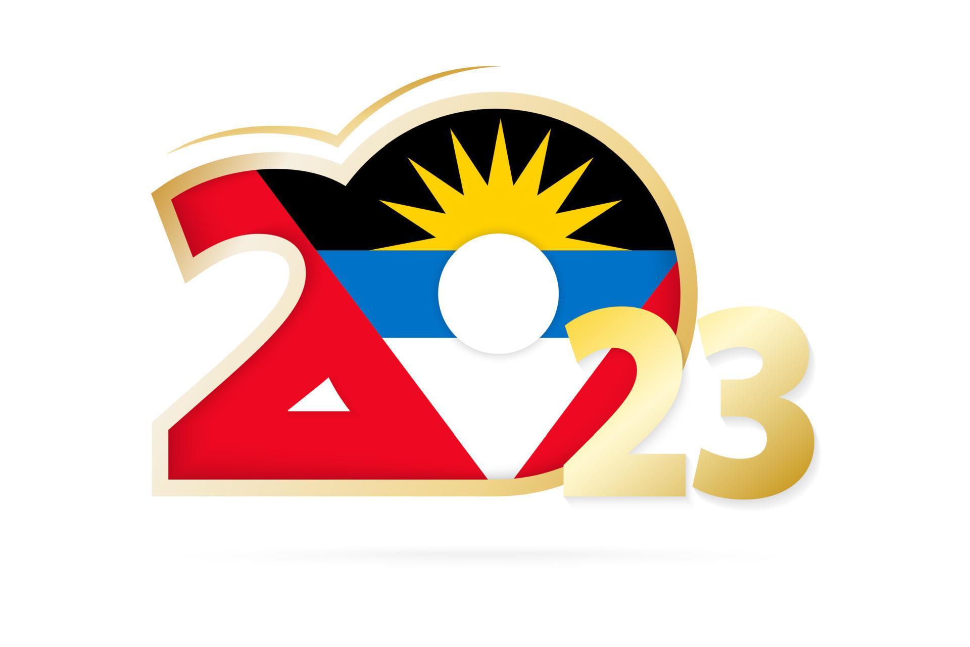 Year 2023 with Antigua and Barbuda Flag pattern. 12672210 Vector Art at