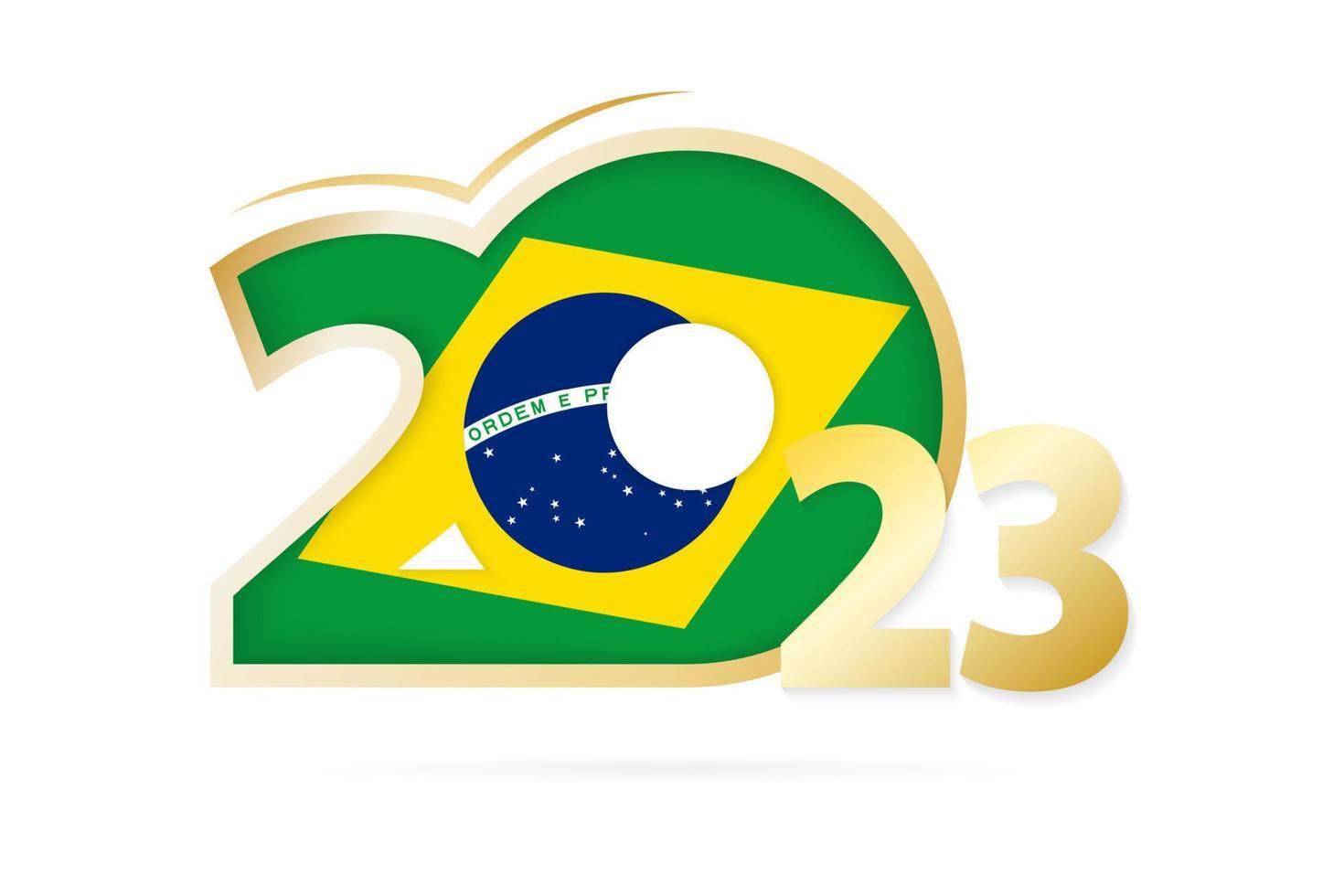 Year 2023 with Brazil Flag pattern. vector