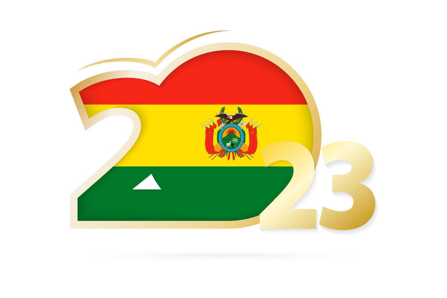 Year 2023 with Bolivia Flag pattern. vector