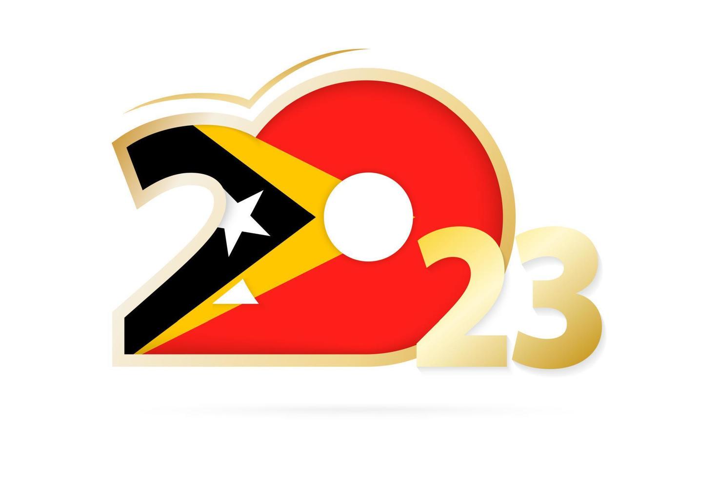 Year 2023 with East Timor Flag pattern. vector