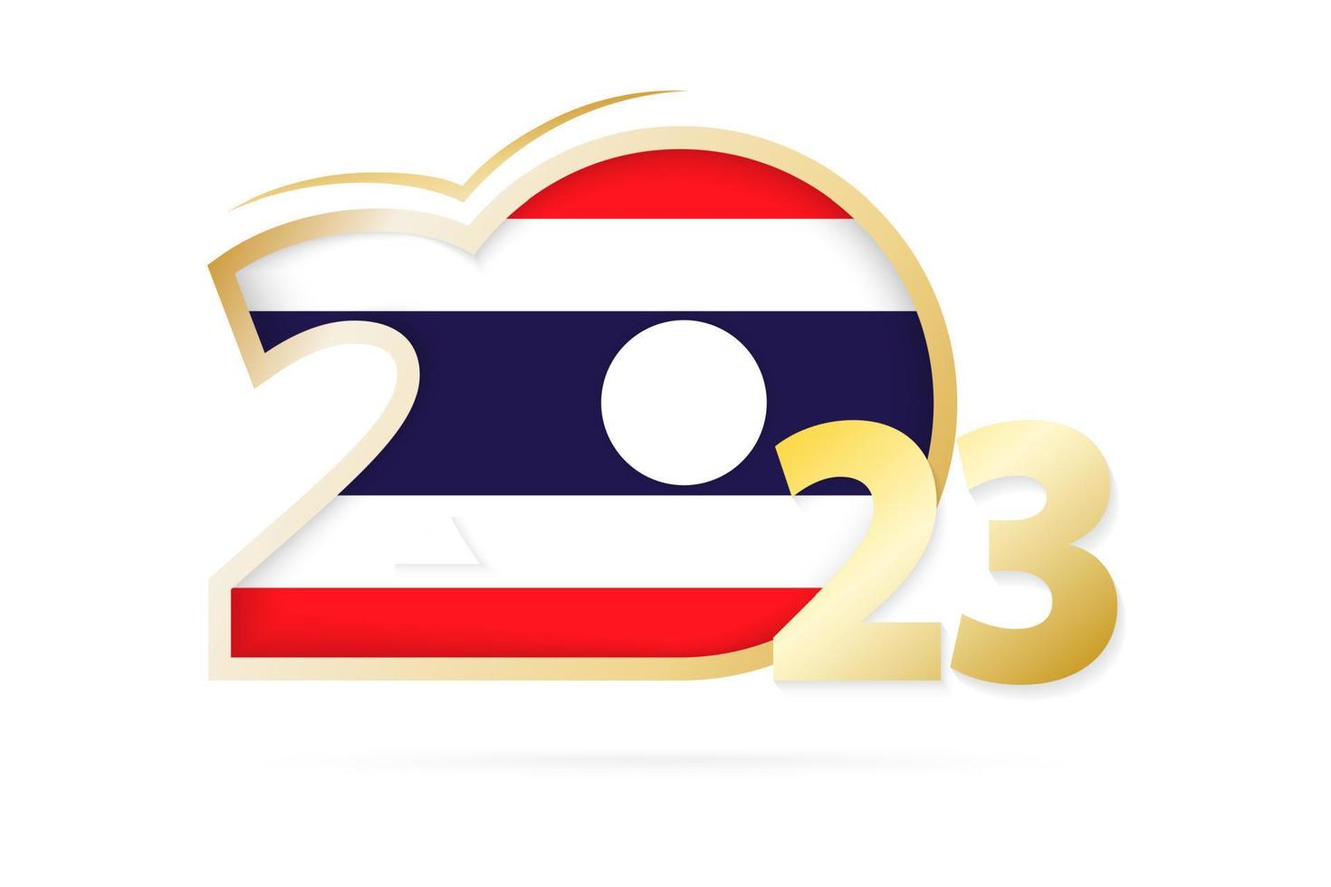 Year 2023 with Thailand Flag pattern. vector