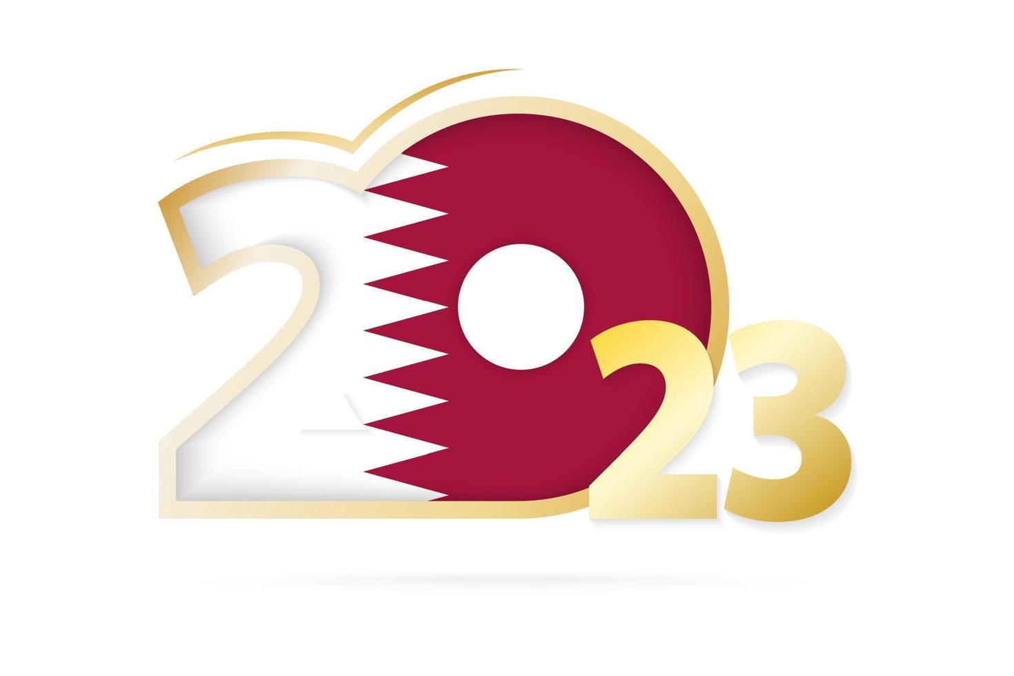Year 2023 with Qatar Flag pattern. vector