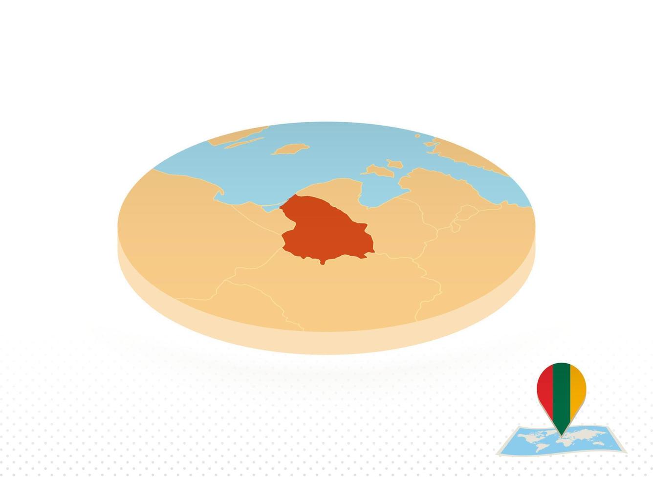 Lithuania map designed in isometric style, orange circle map. vector