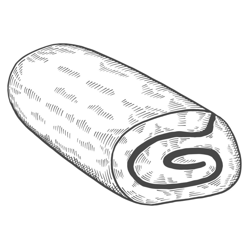 mermelada roly poly británico o inglaterra y postre bocadillo aislado doodle boceto dibujado a mano con estilo de esquema vector
