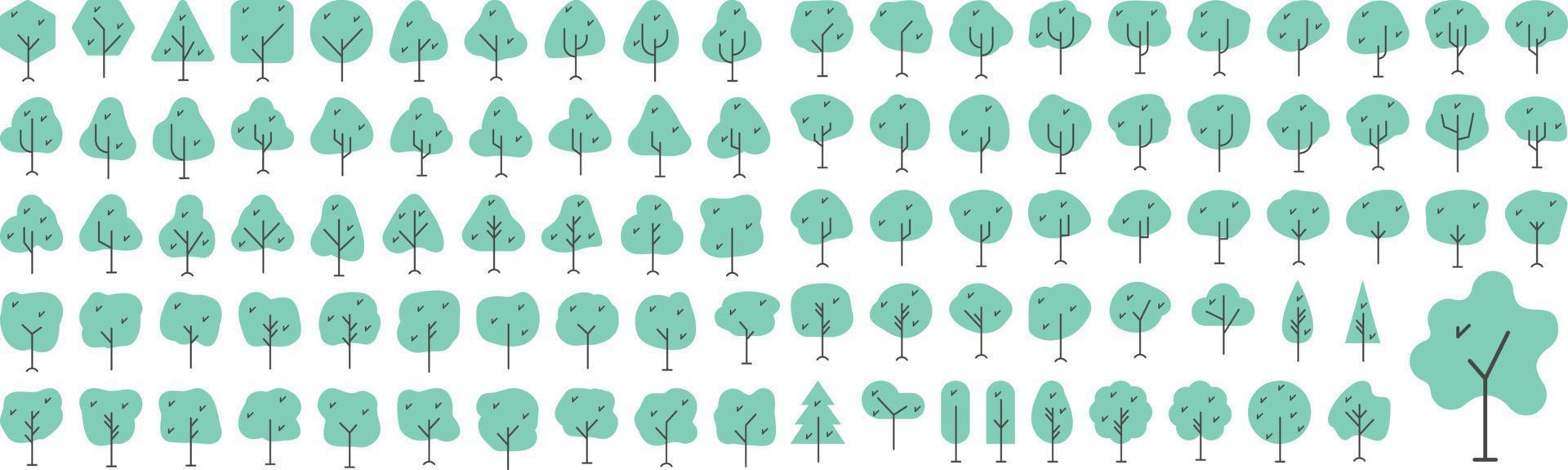 Vector Flat icons collection of tree. Vector Flat pictograms isolated on a white background. Flat icons collection for web apps and mobile concept. Premium quality symbols