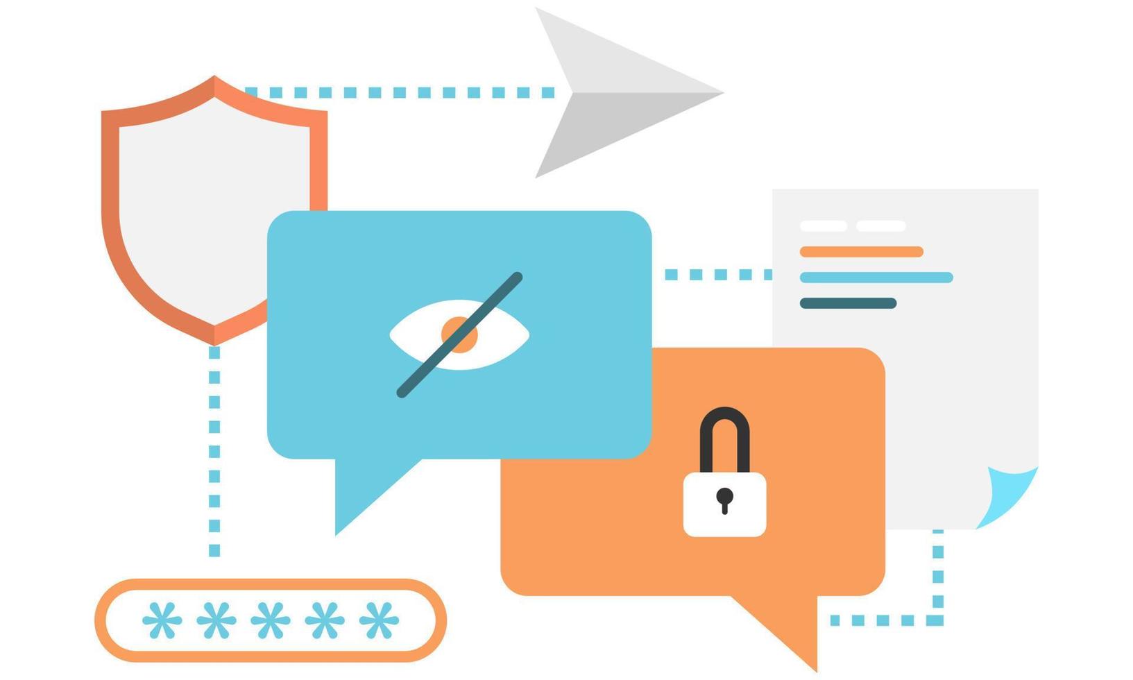 illustration of private conversations and locked conversations for security vector
