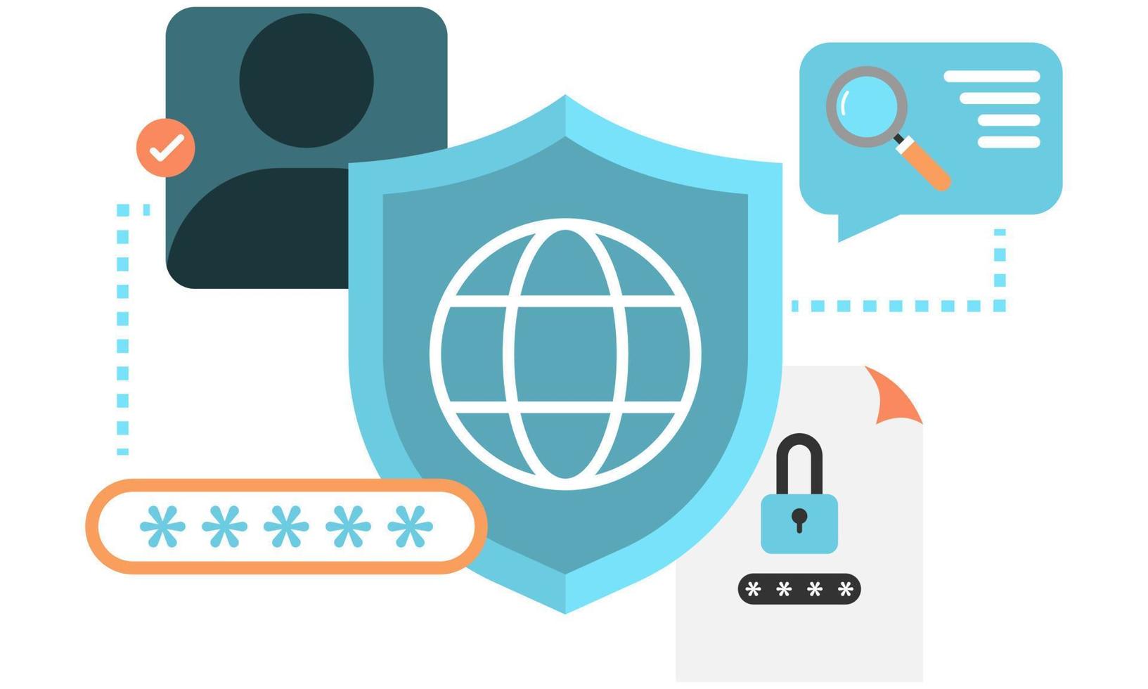 illustration of data security on the internet. account and conversation password security. vector